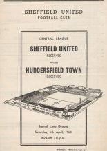 Sheffield United Reserves v Huddersfield Town Reserves 06-Apr-1963