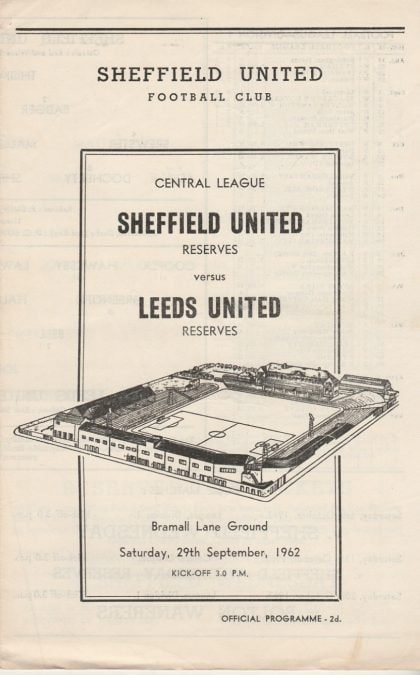 Sheffield United Reserves v Leeds United Reserves 29-Sep-1962