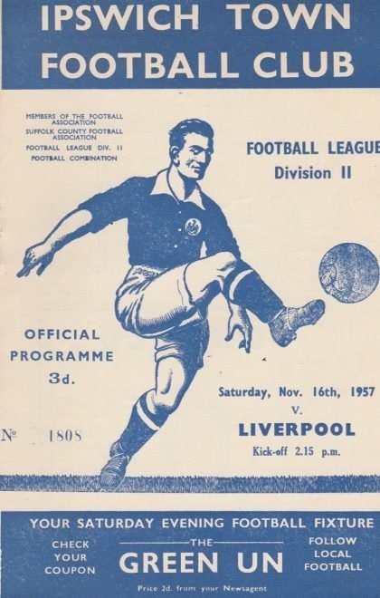 Ipswich Town v Liverpool 16-Nov-1957