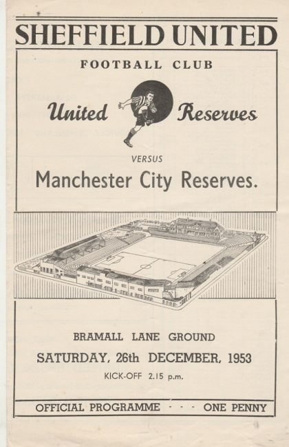 Sheffield United Reserves v Manchester City Reserves 26-Dec-1953