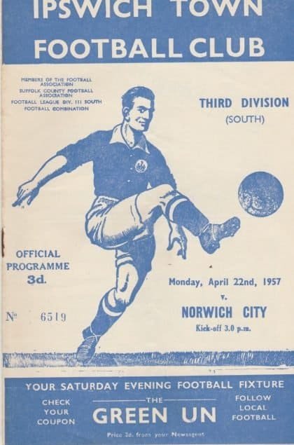 Ipswich Town v Norwich City  22-Apr-1957