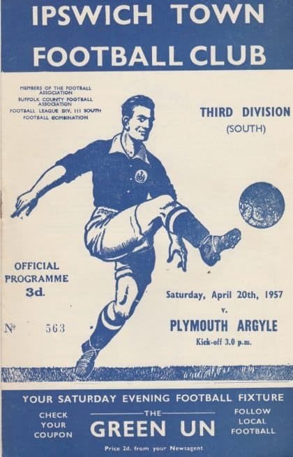 Ipswich Town v Plymouth Argyle 20-Apr-1957