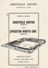 Sheffield United Reserves v Preston North End Reserves 22-Aug-1964