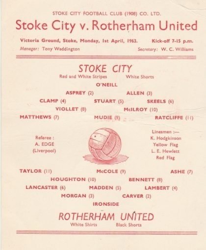 Stoke City v Rotherham United 01-Apr-1963