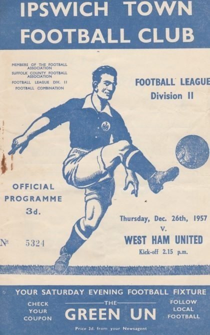 Ipswich Town v West Ham United 26-Dec-1957