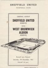 Sheffield United Reserves v West Bromwich Albion Reserves 07-Dec-1963
