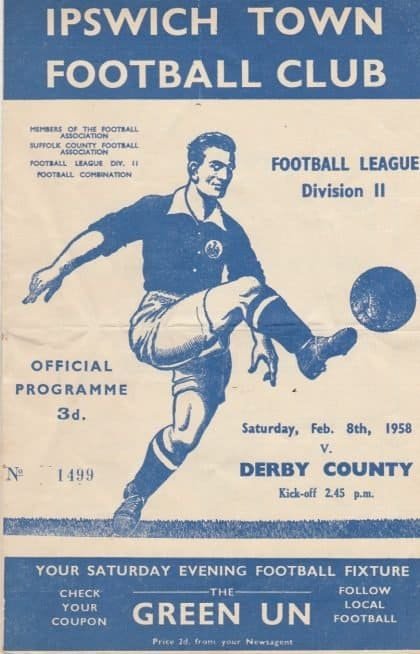 Ipswich Town v Derby County  08-Feb-1958