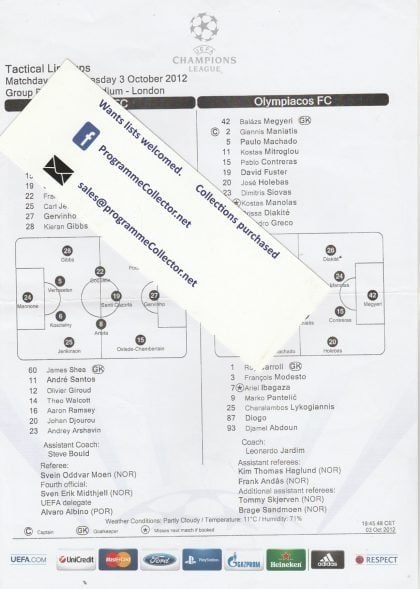 Arsenal v Olympiakos 03-Oct-2012