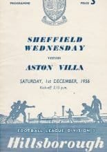 Sheffield Wednesday v Aston Villa 01-Dec-1956
