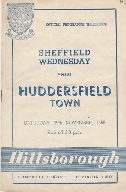 Sheffield Wednesday v Huddersfield Town  29-Nov-1958