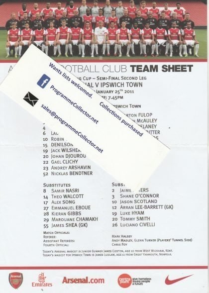 Arsenal v Ipswich Town 25-Jan-2011