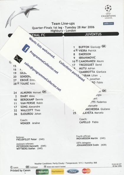 Arsenal v Juventus 28-Mar-2006