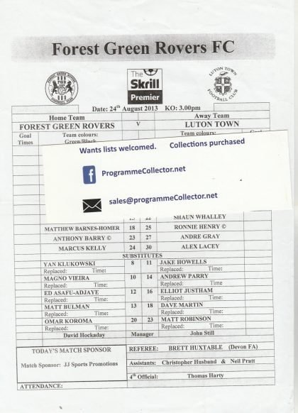 Forest Green Rovers v Luton Town  24-Aug-2013