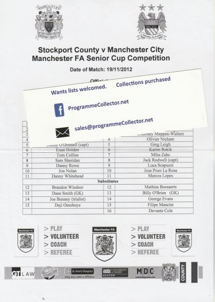 Stockport County v Manchester City 19-Nov-2012