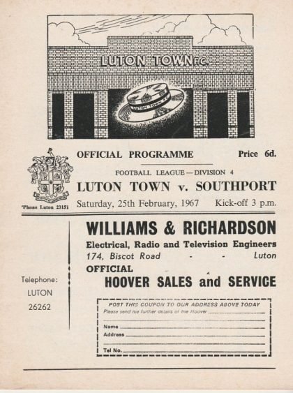 Luton Town v Southport 25-Feb-1967
