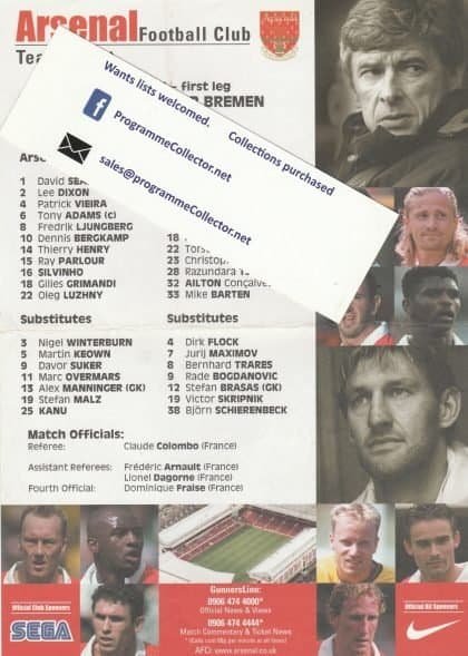Arsenal v Werder Bremen 16-Mar-2000