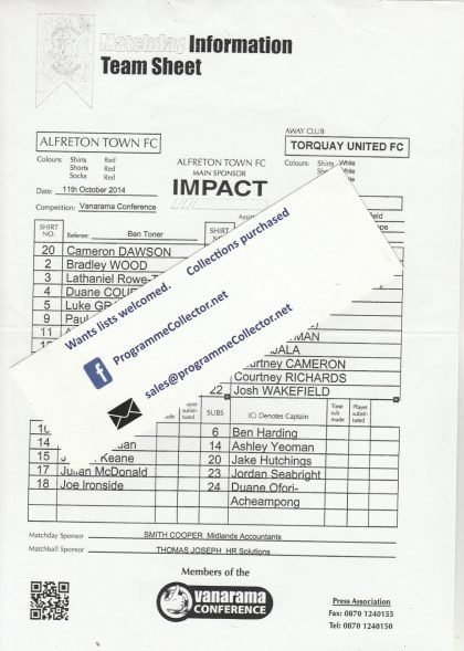 Alfreton Town v Torquay United 11-Oct-2014