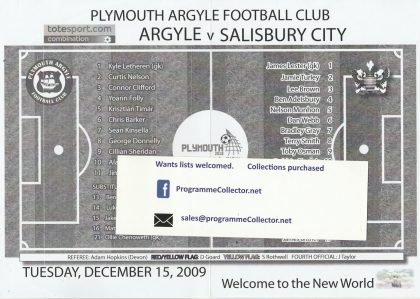 Plymouth Argyle v Salisbury City 15-Dec-2009