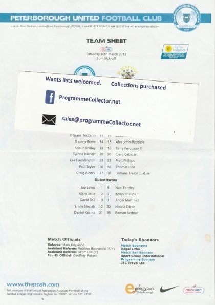 Peterborough United v Blackpool 10-Mar-2012