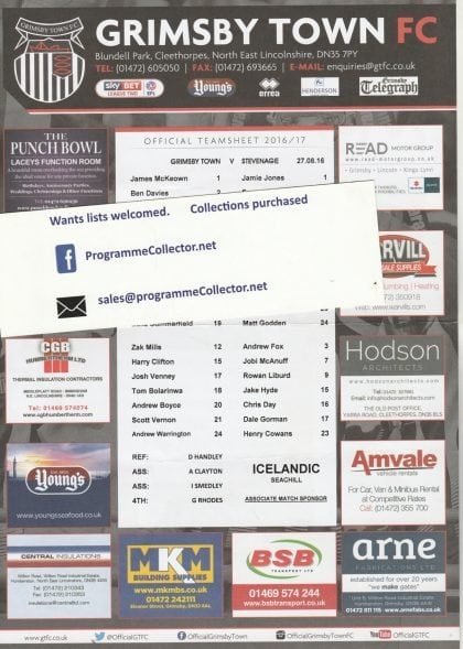 Grimsby Town v Stevenage  27-Aug-2016