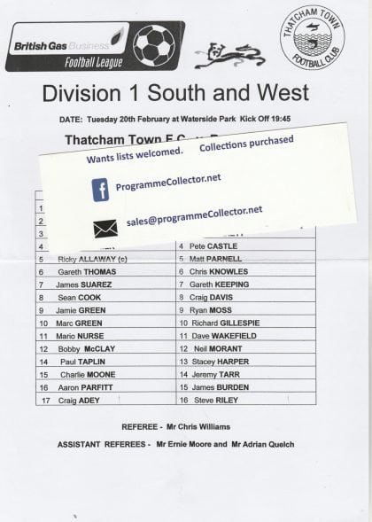 Thatcham Town v Bashley 20-Feb-????
