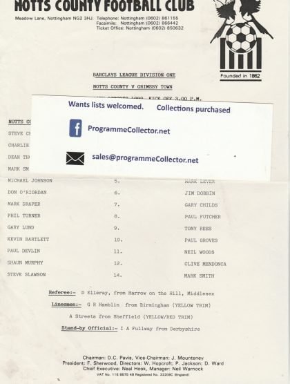 Notts County v Grimsby Town 10-Oct-1992