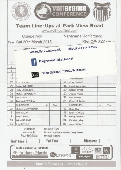 Welling United v Grimsby Town 28-Mar-2015