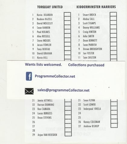 Torquay United v Kidderminster Harriers 19-Nov-2002