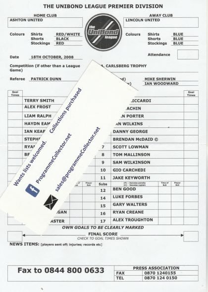Ashton United v Lincoln United 18-Oct-2008