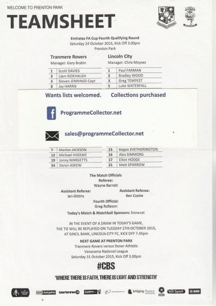 Tranmere Rovers v Lincoln City 24-Oct-2015