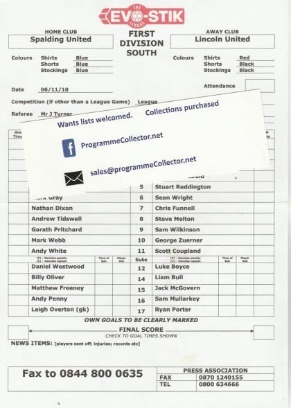 Spalding United v Lincoln United 06-Nov-2010