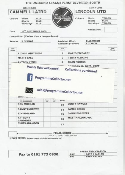 Cammell Laird v Lincoln United 12-Sep-2009