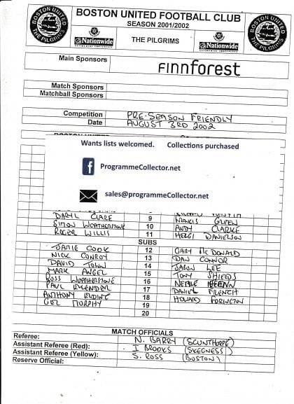 Boston United v Peterborough United 03-Aug-2002