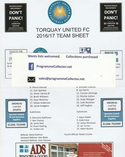 Torquay United v Tranmere Rovers  14-Mar-2017