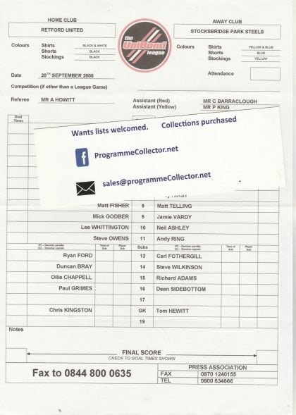 Retford United v Stocksbridge Park Steels 20-Sep-2008
