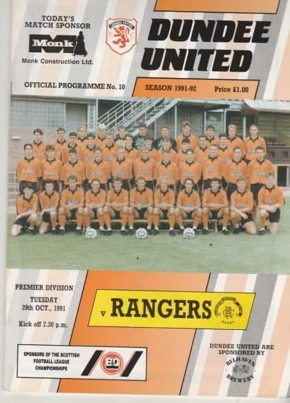 Dundee United v Glasgow Rangers 29-Oct-1991