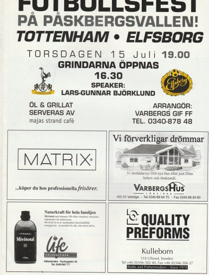 Elfsborg v Tottenham Hotspur 15-Jul-1998