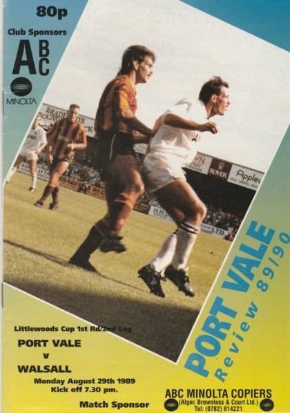 Port Vale v Walsall  29-Aug-1989
