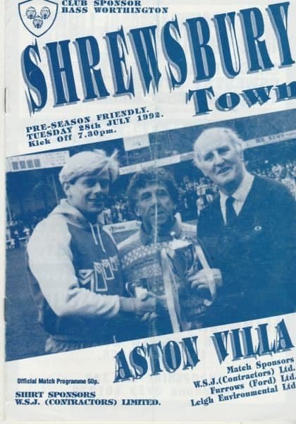 Shrewsbury Town v Aston Villa   28-Jul-1992