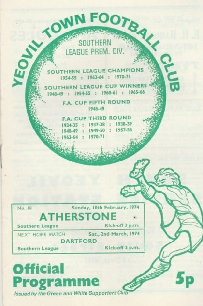 Yeovil Town v Atherstone Town 10-Feb-1974