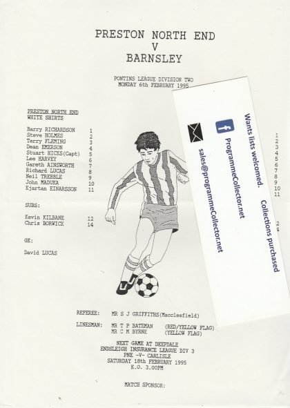 Preston North End Reserves v Barnsley Reserves  06-Feb-1995