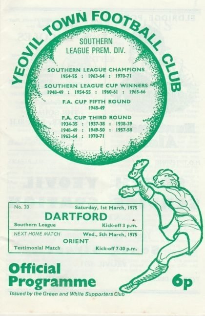 Yeovil Town v Dartford  01-Mar-1975