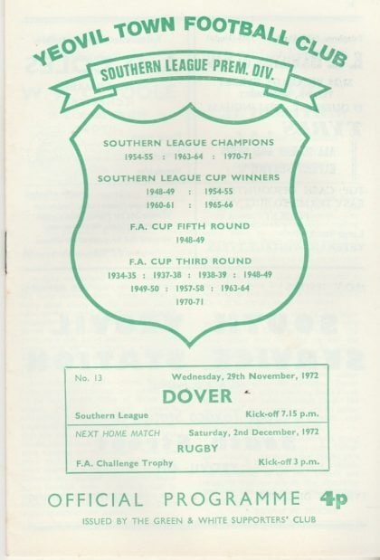 Yeovil Town v Dover 29-Nov-1972