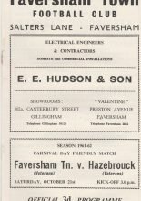 Faversham Town Veterans v Hazebrouck Veterans   21-Oct-1961