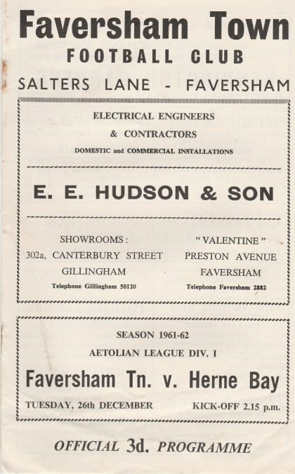 Faversham Town v Herne Bay   26-Dec-1961
