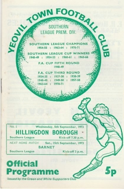 Yeovil Town v Hillingdon Borough  05-Sep-1973