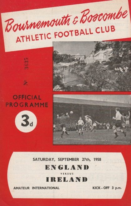 England Amateur v Northern Ireland Amateur  27-Sep-1958