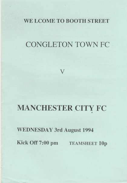 Congleton Town v Manchester City 03-Aug-1994