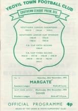 Yeovil Town v Margate 25-Nov-1972