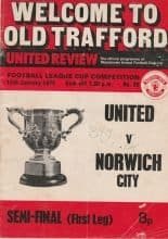 Manchester United v Norwich City  15-Jan-1975